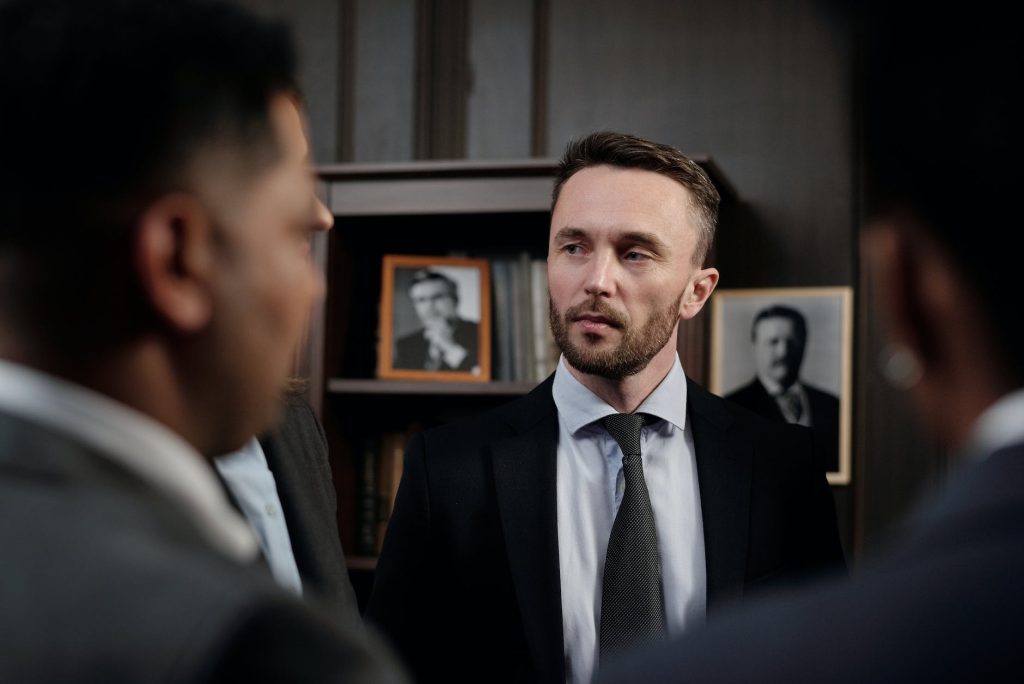 lawyer in black suit